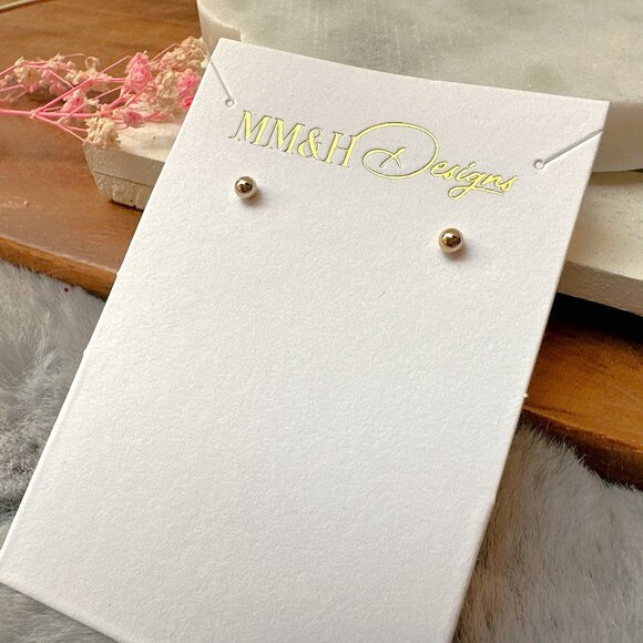 MM&H Designs Jewelry - Tiny Gold Ball Stud Earrings | 14k Gold Filled
